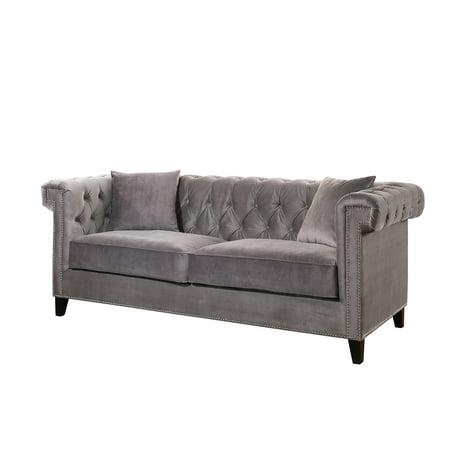 grey velvet tufted sofa grey classic kalen traditional grey velvet tufted sofa walmartcom grey velvet tufted sofa grey classic kalen traditional grey velvet tufted sofa walmartcom
